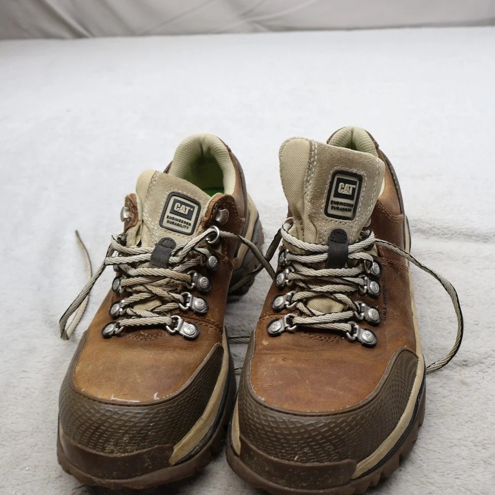 Caterpillar Men 8.5 Work Boots Brwn Antidote Leather Industrial Steel Toe Safety